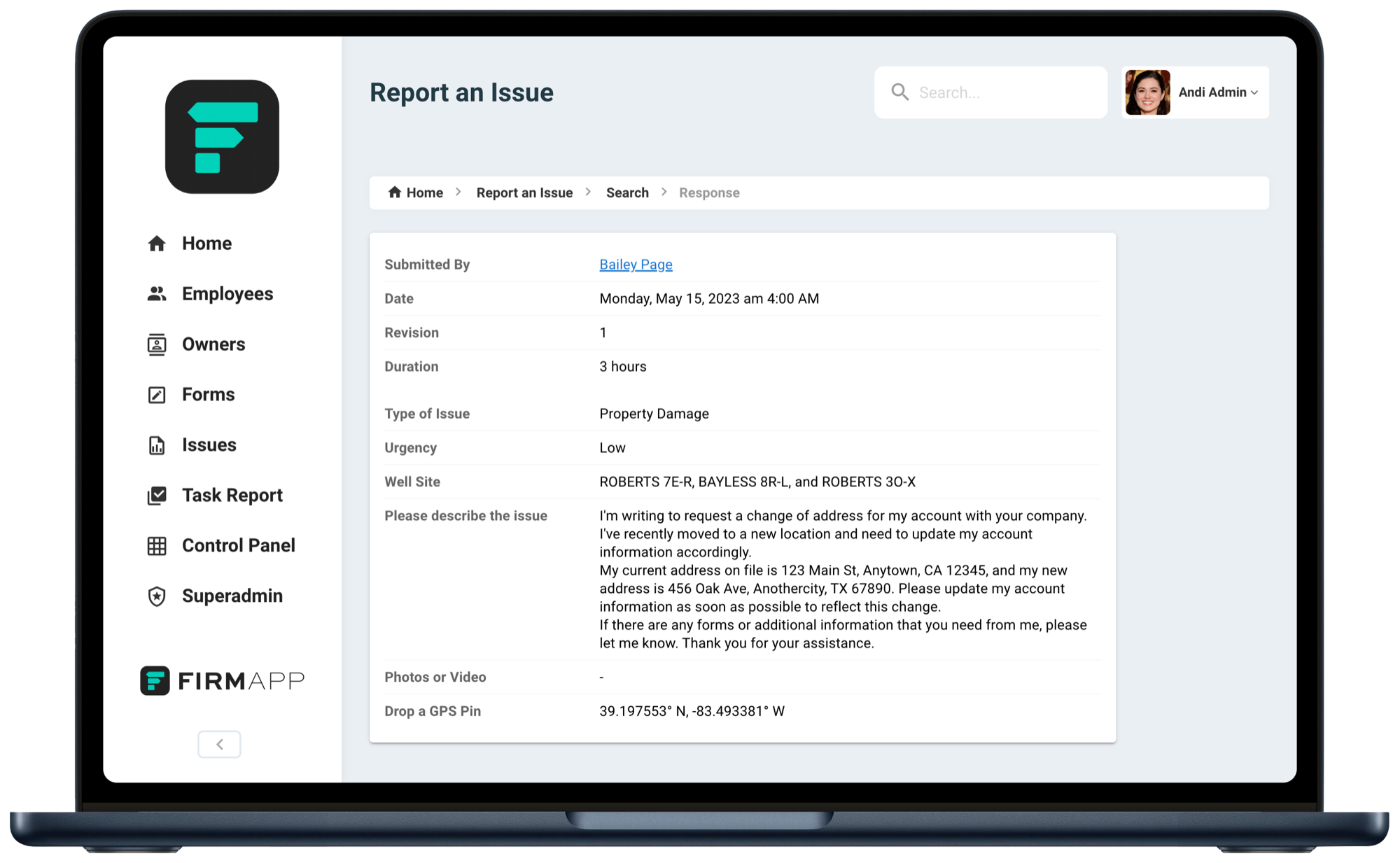 Form submission detail