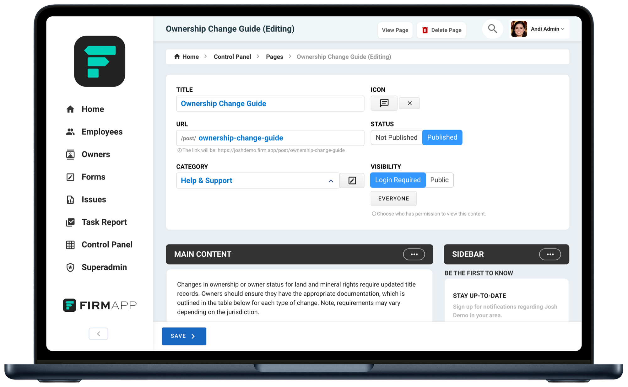 Page editor interface